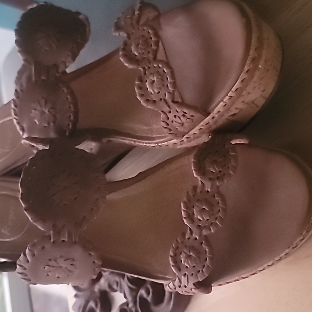 Jack Rogers Women's Cognac Designer Wedge Slide Platform Sandals Size 9.5M Boho - Picture 2 of 11